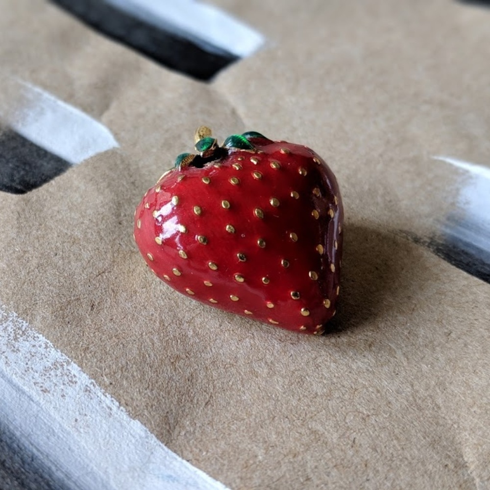 Pretty Vintage Strawberry Enamel Pin